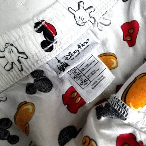 Disney Parks Mickey Mouse Print Pajama Bottoms XXXL Pants‎ Lounge White EUC - Picture 3 of 8
